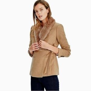 Women's Tan Fur Collar Jacket